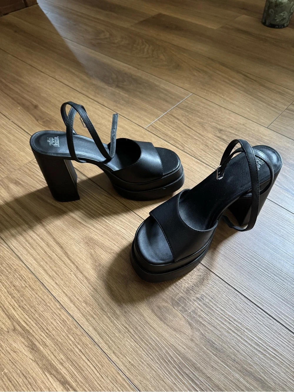 wild fable Black Platform Block Heel Sandals with Ankle Strap